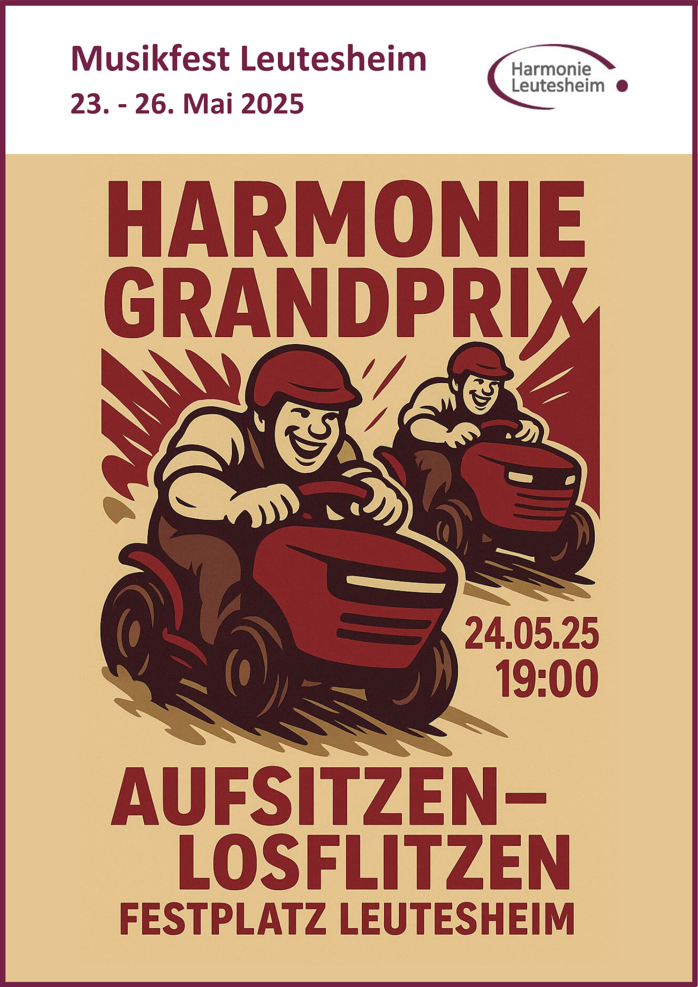 Flyer Musikfest 2025 Rasenmäherrennen
